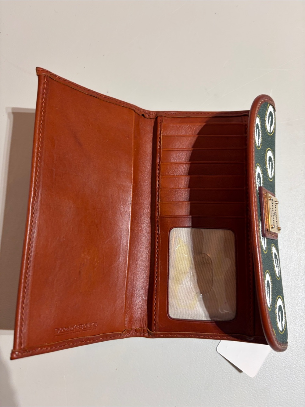 Dooney & Bourke Green and Brown Logo Continental Wallet - Picture 4 of 9